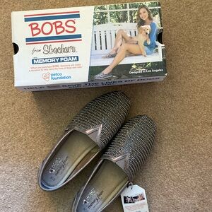 Bobs by Sketchers Pewter color sparkly loafers. Size 7.5.